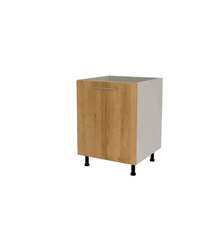 Mueble de cocina bajo para fregadero en gris cream y roble vega. 85 cm(alto)60 cm(ancho)60 cm(largo)