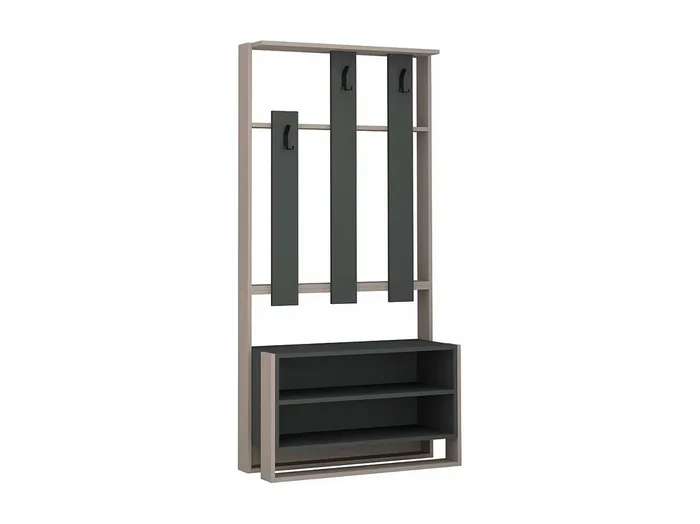 Mueble de entrada 3 estantes y 3 ganchos para abrigos H180 cm – Chester
