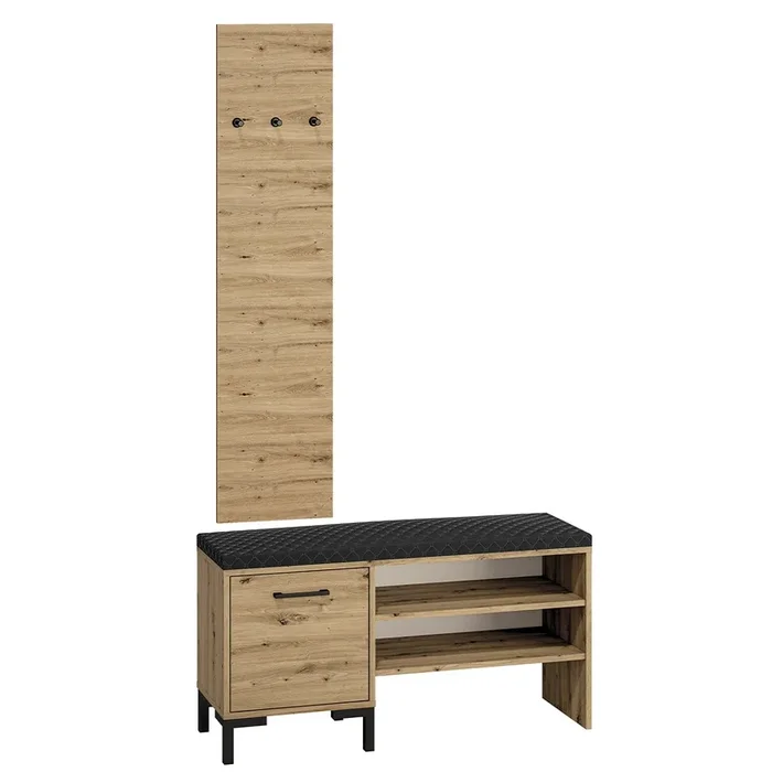 Mueble de entrada pequeño perchero y zapatero 1 puerta Liora Madera