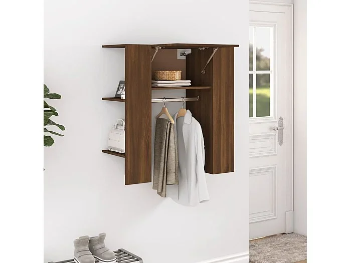 Mueble de recibidor madera ingeniería marrón roble 97,5x37x99cm ES591684