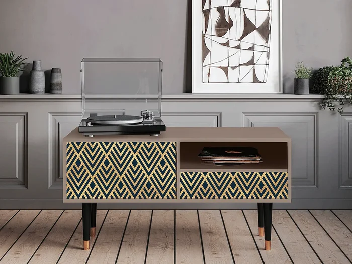 Mueble de TV – 115х59х48 cm – T3 – Egypt Triangles, Latte
