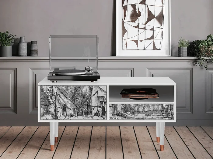 Mueble de TV – 115х59х48 cm – T3 – Farms in a Village, Blanco