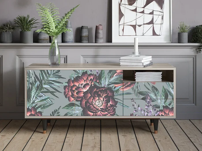 Mueble de TV – 125х56х41 cm – T7 – Light Peonies, Arena