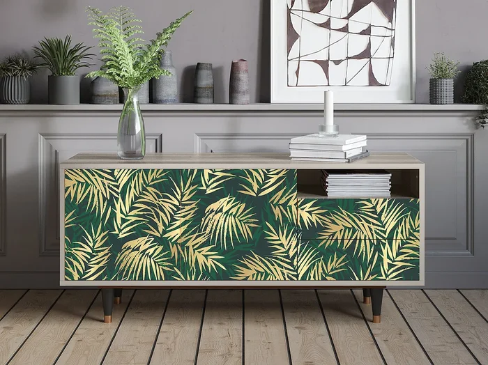 Mueble de TV – 125х56х41 cm – T7 – Sunny Palm Tree, Arena