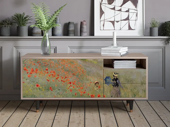 Mueble de TV – 125х56х41 cm – T7 – The Poppy Field , Latte