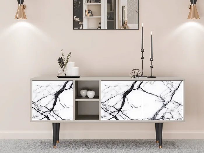 Mueble de TV – 150х69х41 cm – T5 – Raven Marble, Arena