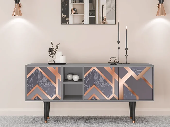 Mueble de TV – 150х69х41 cm – T5 – Taupe Anatomy, Gris