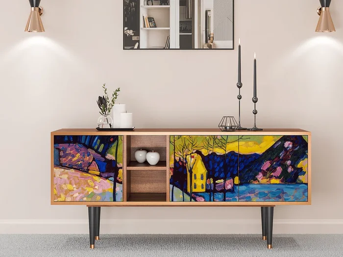 Mueble de TV – 150х69х41 cm – T5 – Winter Landscape, Nogal
