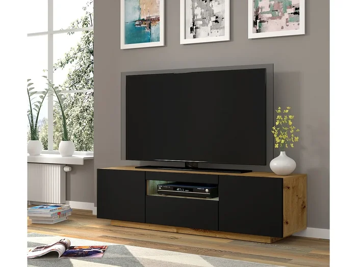 Mueble de TV AURA 150 cm roble artesanal / negro mate universal