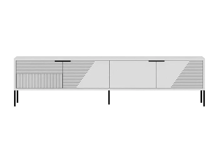 Mueble de TV con patas, 2 puertas abatibles estriadas, L180 cm – DORE