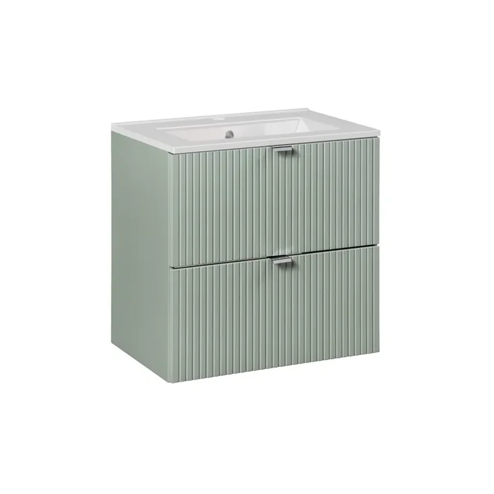 Mueble lavabo individual encastrado 60cm 2 cajones Jade Verde