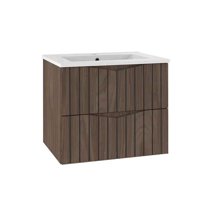 Mueble lavabo individual encastrado 60cm Siena madera y negro