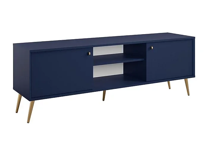 Mueble para TV diseño AZURÉA – 2 puertas & 2 nichos – Azul profundo – 156x55x41 cm