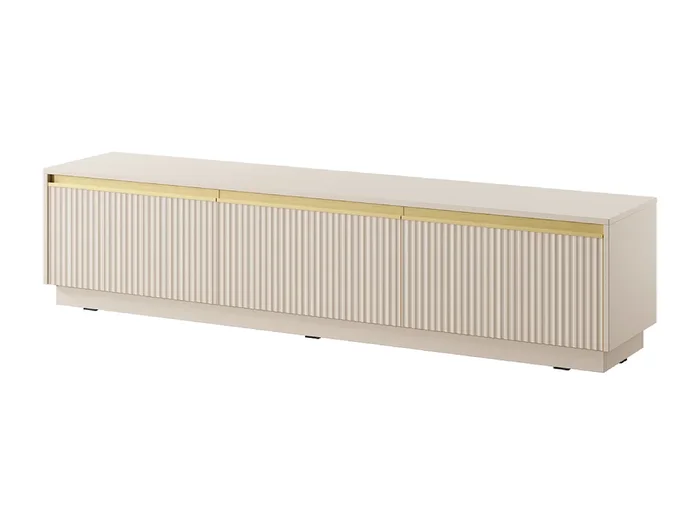Mueble TV de 3 puertas en madera laminada beige 180×42 cm