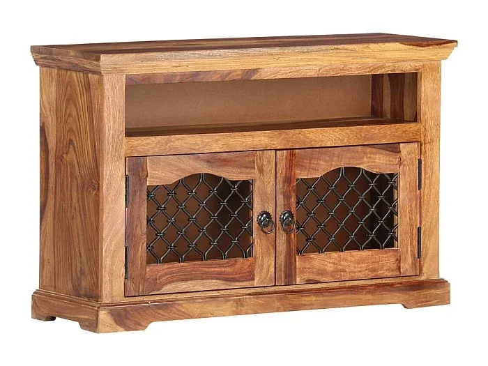 Mueble TV multimedia estantería para televisión buffet para televisión comedor salón dormitorio 90 x 30 x 60 cm madera maciza marrón 02_0026344
