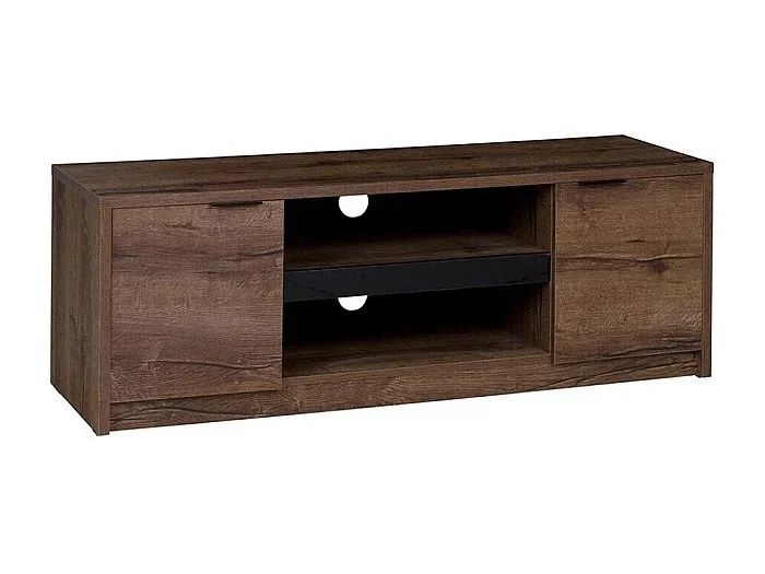 Mueble TV Providence 123, Roble del Monastery Negro brillante, Número de puertas 2.00,