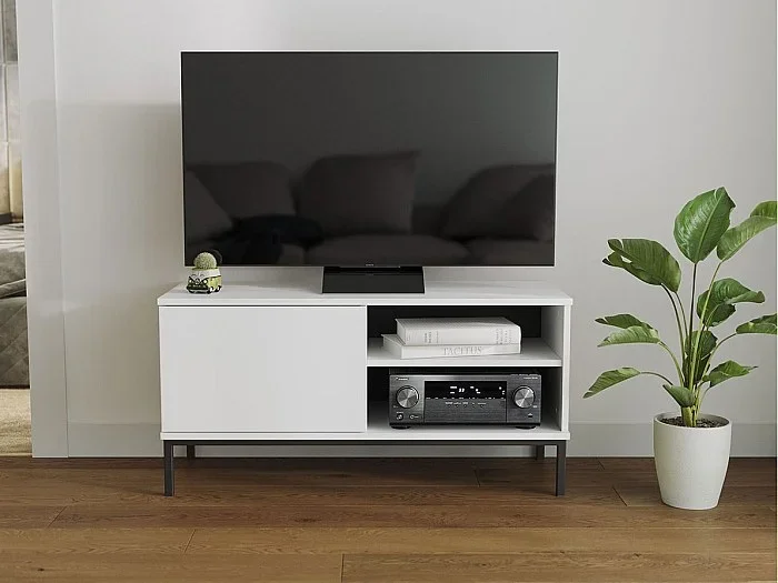 Mueble TV Providence L100, Blanco, Número de puertas 1.00, 101x50x41cm