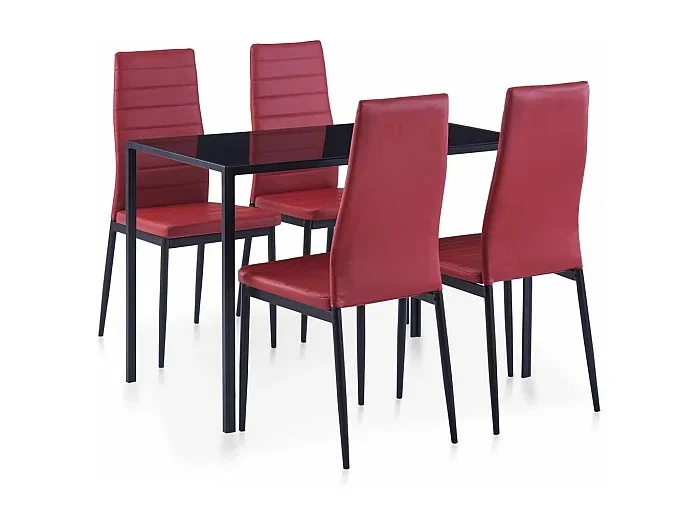 Muebles de comedor 5 piezas Rojo burdeos