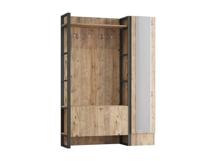 Muebles de entrada Dmarocchin, Entrada para perchas, Composición para atrio, Consola de almacenamiento multifunción, 126×34 h180 cm, Roble