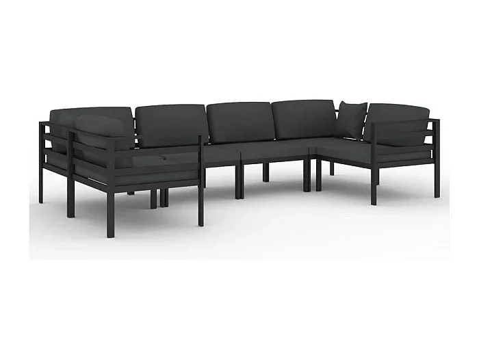 Muebles de jardín conjunto de muebles de exterior 6 piezas con cojines aluminio antracita 02_0016631