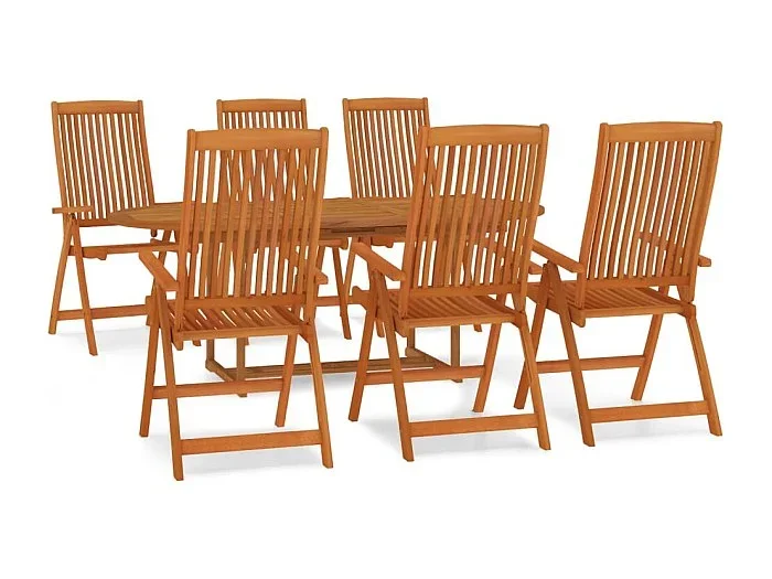 Muebles de jardín juego de comedor muebles de exterior 7 piezas madera maciza de eucalipto 02_0014340
