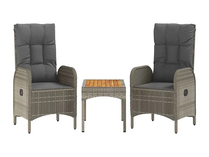 Muebles de jardín muebles de exterior conjunto de muebles de 3 piezas con cojines grises resina tejida 02_0015973