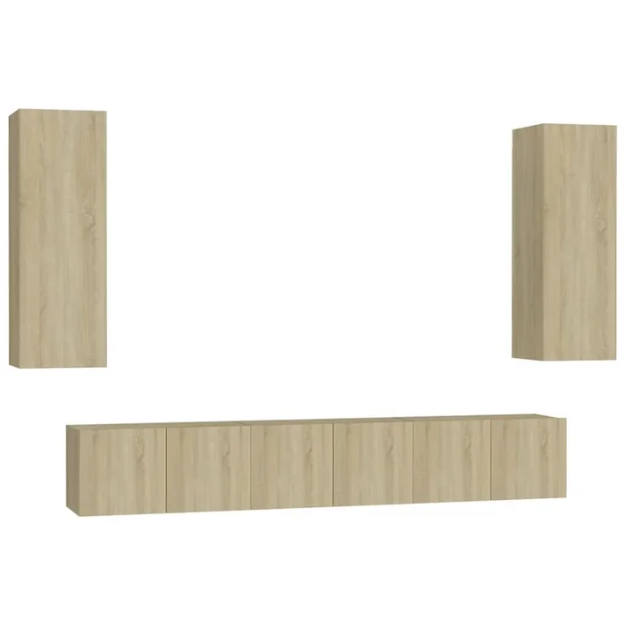 Muebles de pared de TV 5 piezas aglomerado color roble Sonoma