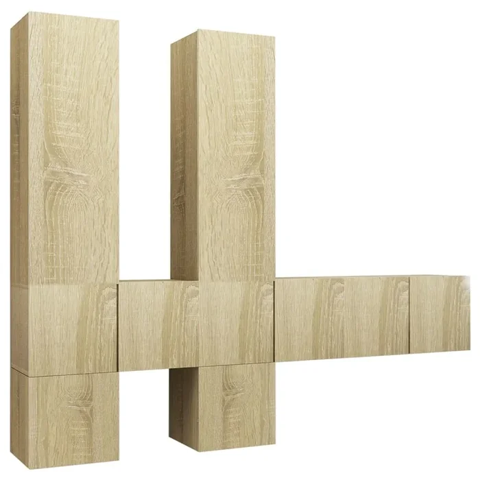 Muebles de pared de TV 7 piezas aglomerado color roble Sonoma