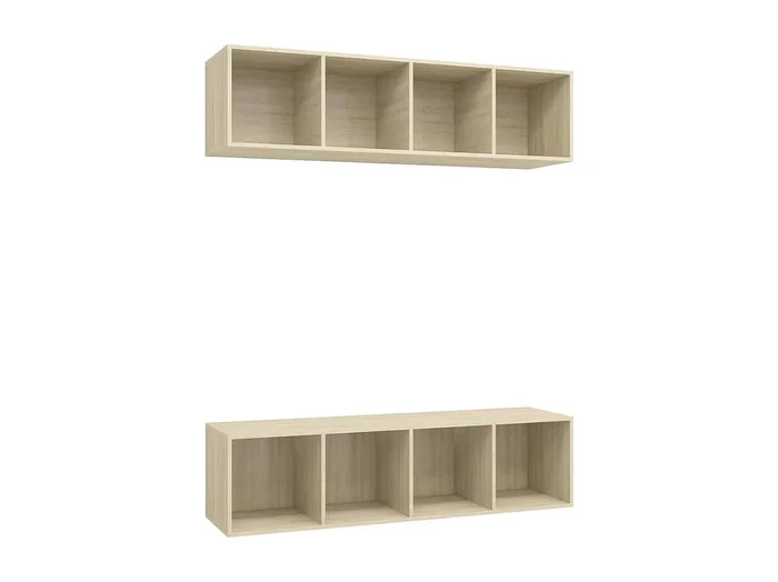 Muebles de TV de pared estantería multimedia aparador de TV comedor sala de estar dormitorio 2 piezas madera de ingeniería de roble Sonoma marrón 02_0029005