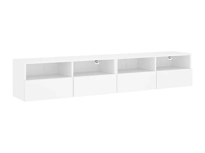 Muebles de TV de pared Estantería multimedia Aparador de TV Comedor Salón Dormitorio 2 piezas 80 x 30 x 30 cm Madera de ingeniería Blanco 02_0028930