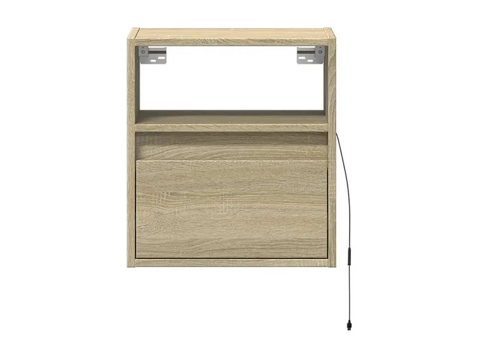 Muebles TV de pared estante multimedia aparador de televisión TV comedor salón dormitorio luces LED 2 piezas roble sonoma 41 x 31 x 45 cm marrón 02_0029177