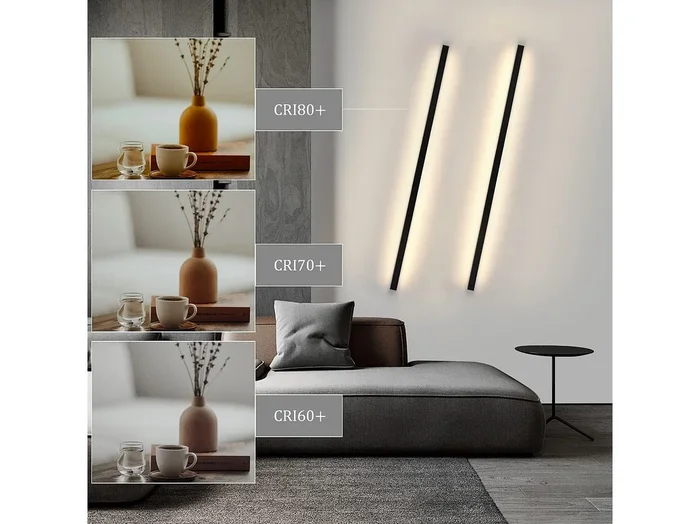NETTLIFE 2 apliques de pared LED lámpara de pared interior 100CM diseño moderno negro regulable blanco cálido