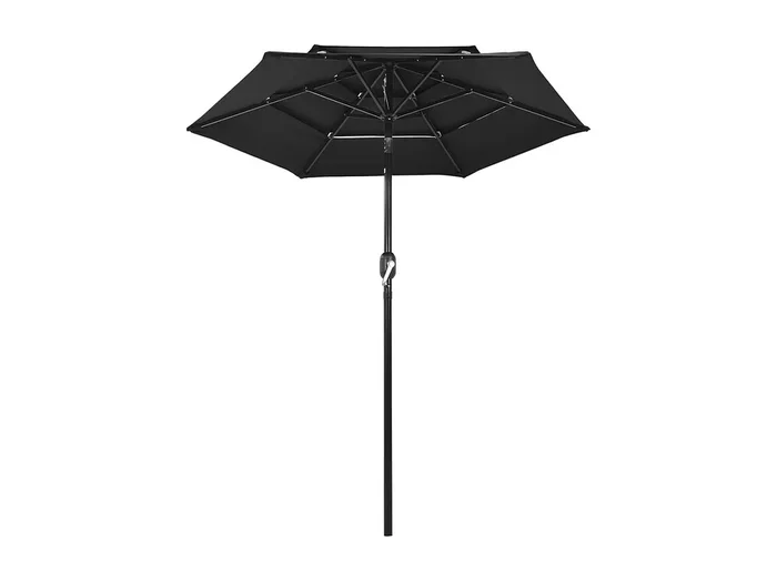 Nijkerk Sombrilla de jardín de 3 niveles con palo de aluminio negro 2 m