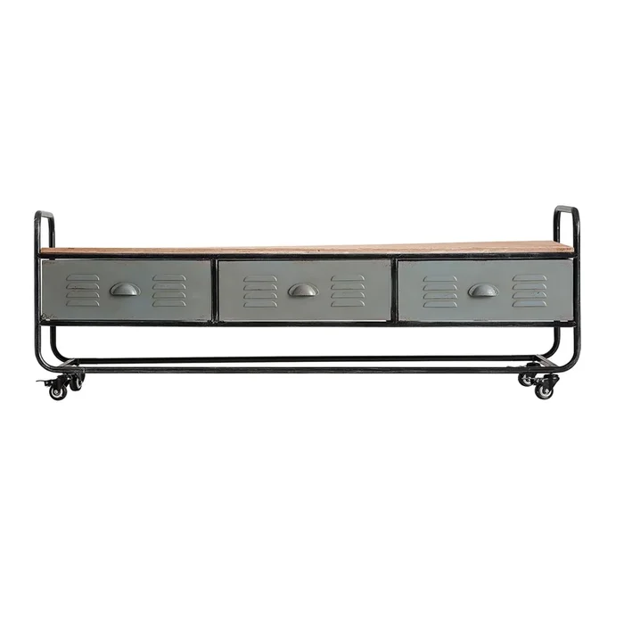 Ostrava Mueble Tv, de Hierro, en color Gris, de 150x40x53cm – Lastdeco