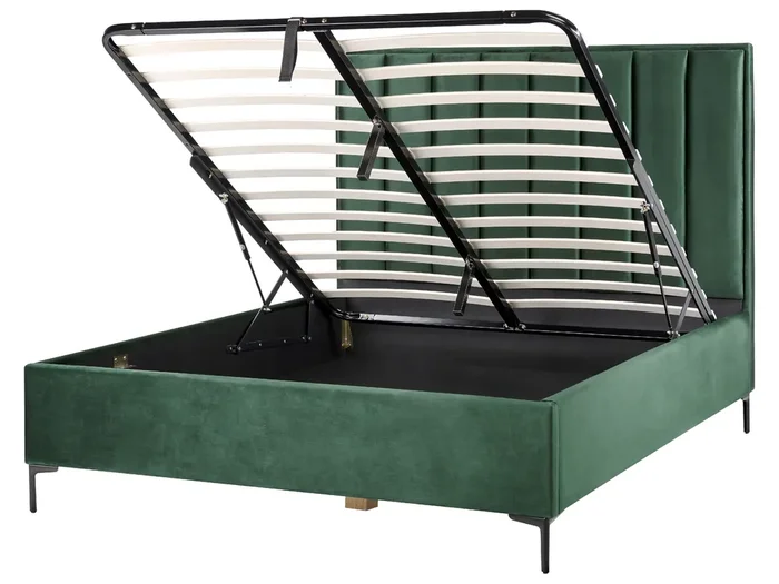 Ottoman Bed Velvet SEZANNE 160 x 200 cm (EU King Size) Dark Green
