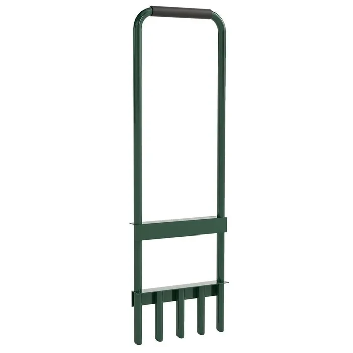 Outsunny Aireador de Césped Manual, Aireador de 5 Púas Huecas con Mango Antideslizante, Herramienta de Perforación de Césped para Cuidado de Jardines y Patios, Verde Oscuro