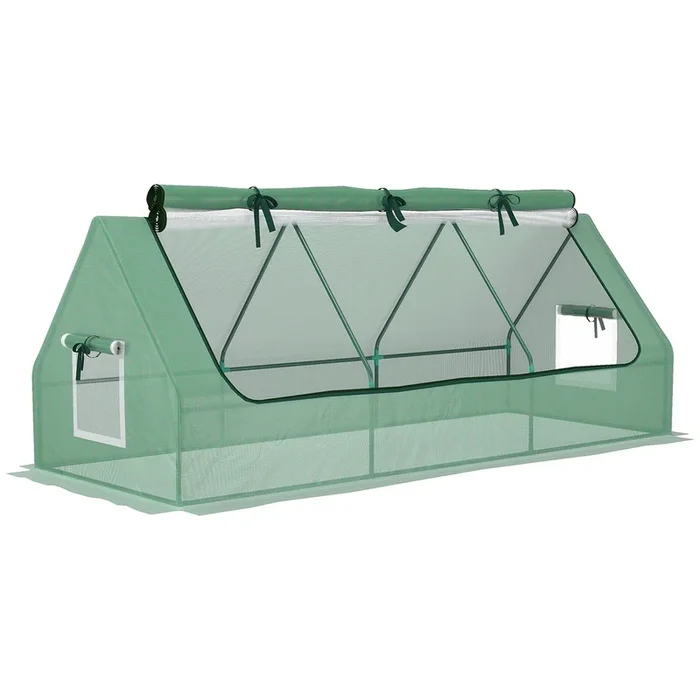 Outsunny Invernadero de Terraza Mini Invernadero con Ventanas de Malla y Marco de Acero para Cultivar Verduras y Flores 240x90x90 cm Verde