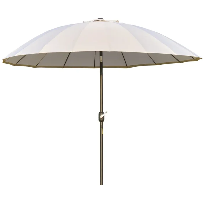 Outsunny Sombrilla Terraza Exterior Ø250 cm Sombrilla de Jardín con Ángulo Inclinable 18 Varillas y Manivela Impermeable Parasol para Patio Terraza Crema
