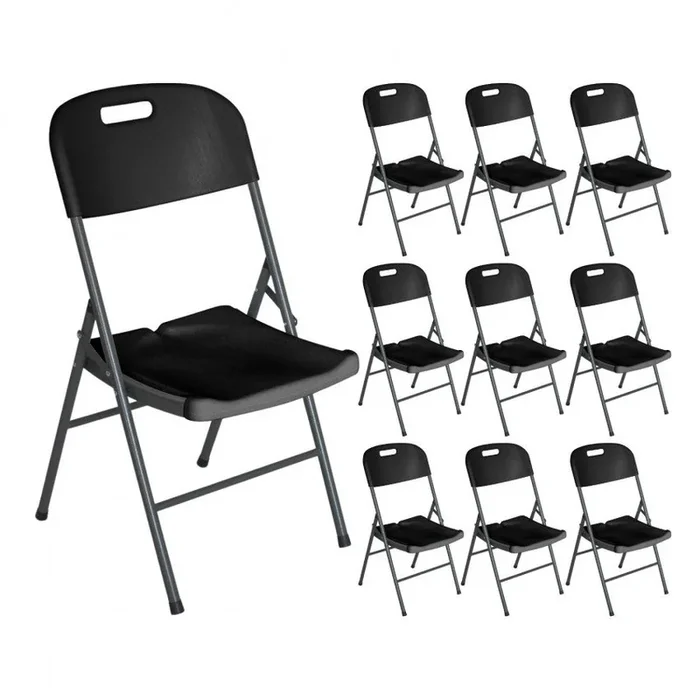 Pack 10 Sillas Plegables con Asa 47x58x87cm Negro O91