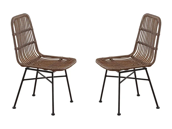 Pack 2 Sillas Comedor Thai Industrial Marrón/Negro Rattán 44x84x47 cm