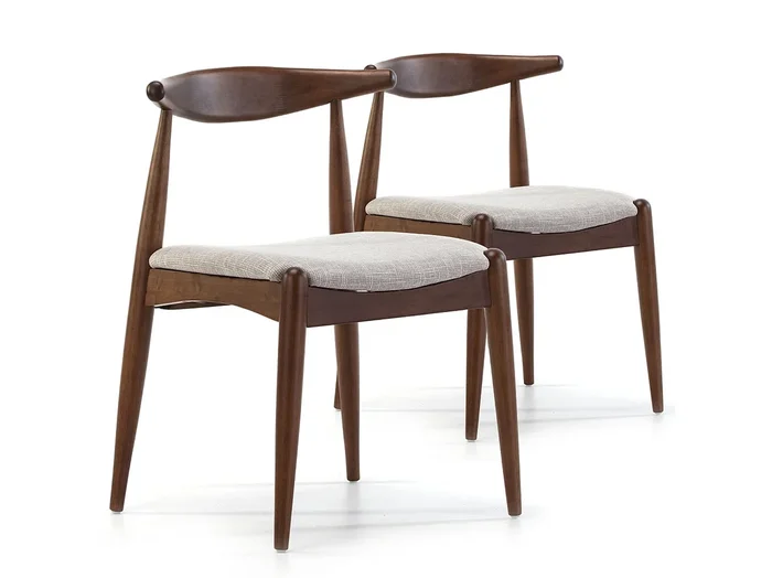 Pack 2 sillas Corzo Color Nogal, Madera Maciza, 52,5 x 50 x 74,5 cm