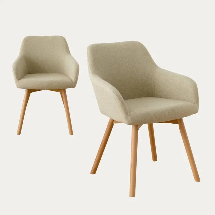 Pack 2 sillas tapizadas beige Low Beige – Kenay Home