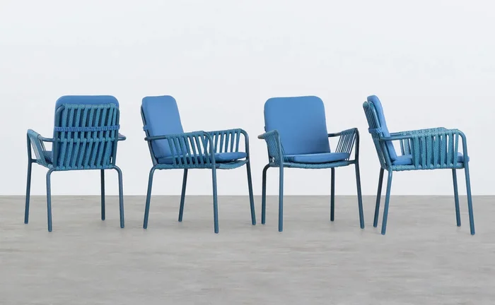 Pack 4 Sillas de Exterior de Aluminio y Cuerda Drian Azul Pacífico y Azul medio – The Masie