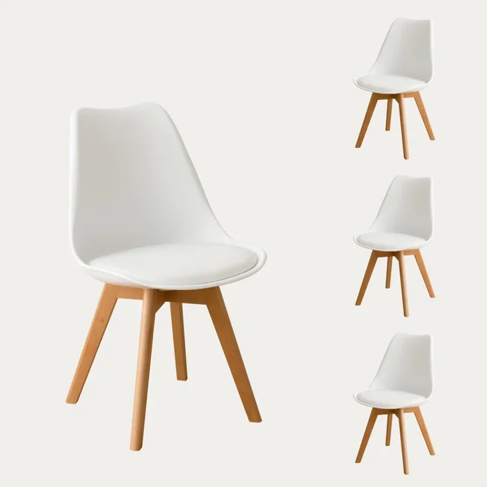 Pack 4 sillas polipropileno blanco Scandinavian Blanco – Kenay Home