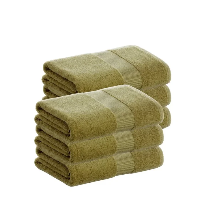 Pack 6 Toallas Verde Oliva Lavabo de Algodón Donegal 50×100 cm Algodón 100% de 500gr/m2 de Calidad con Secado extra-rápido y de tendencia para primavera-verano