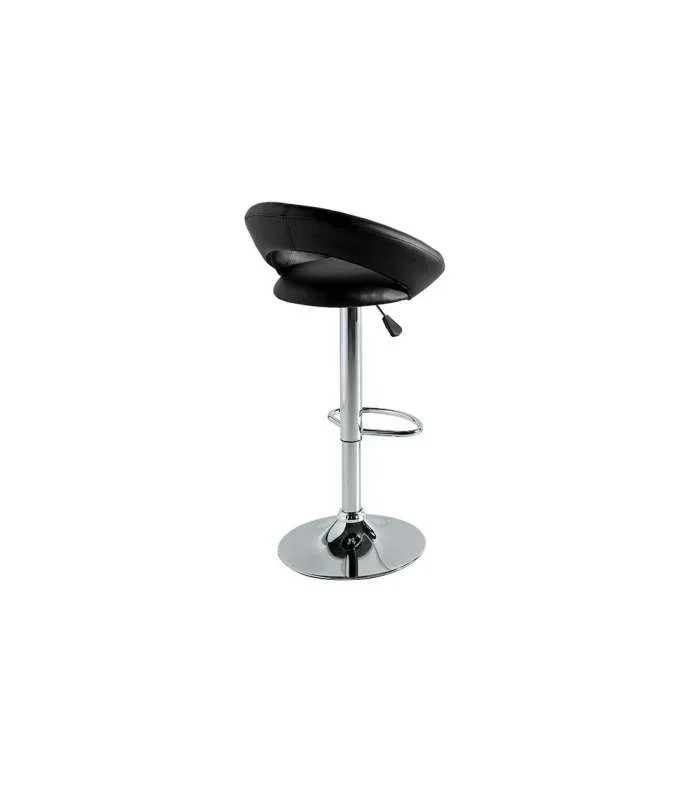 Pack de 2 taburetes elevables Zoe tapizados en polipiel negro, 53 x 47 x 80/101 cm (largo x alto x ancho)