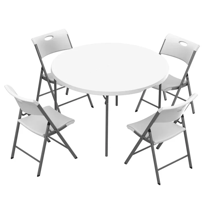 Pack mesa redonda plegable Ø122 cm + 4 sillas plegables blanco Lifetime