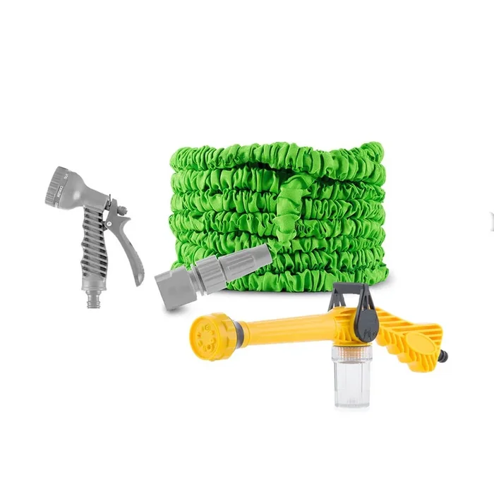 Pack Pistola de Agua a Presión con Depósito 8 en 1 y Manguera de Jardín Extensible InnovaGoods