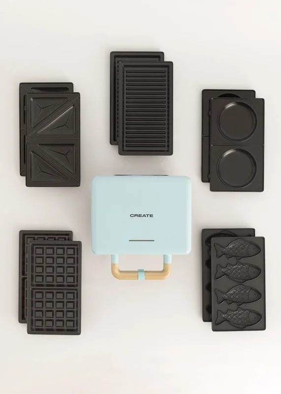 Pack STONE STUDIO Doble – Sandwichera, grill y gofrera + Placa Taiyaki + Placa tortitas pancake
