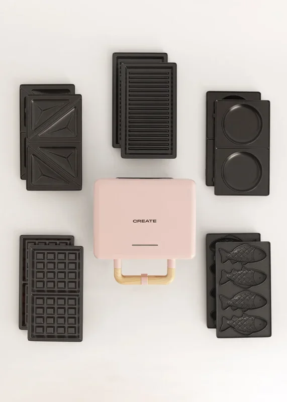 Pack STONE STUDIO Doble – Sandwichera, grill y gofrera + Placa Taiyaki + Placa tortitas pancake